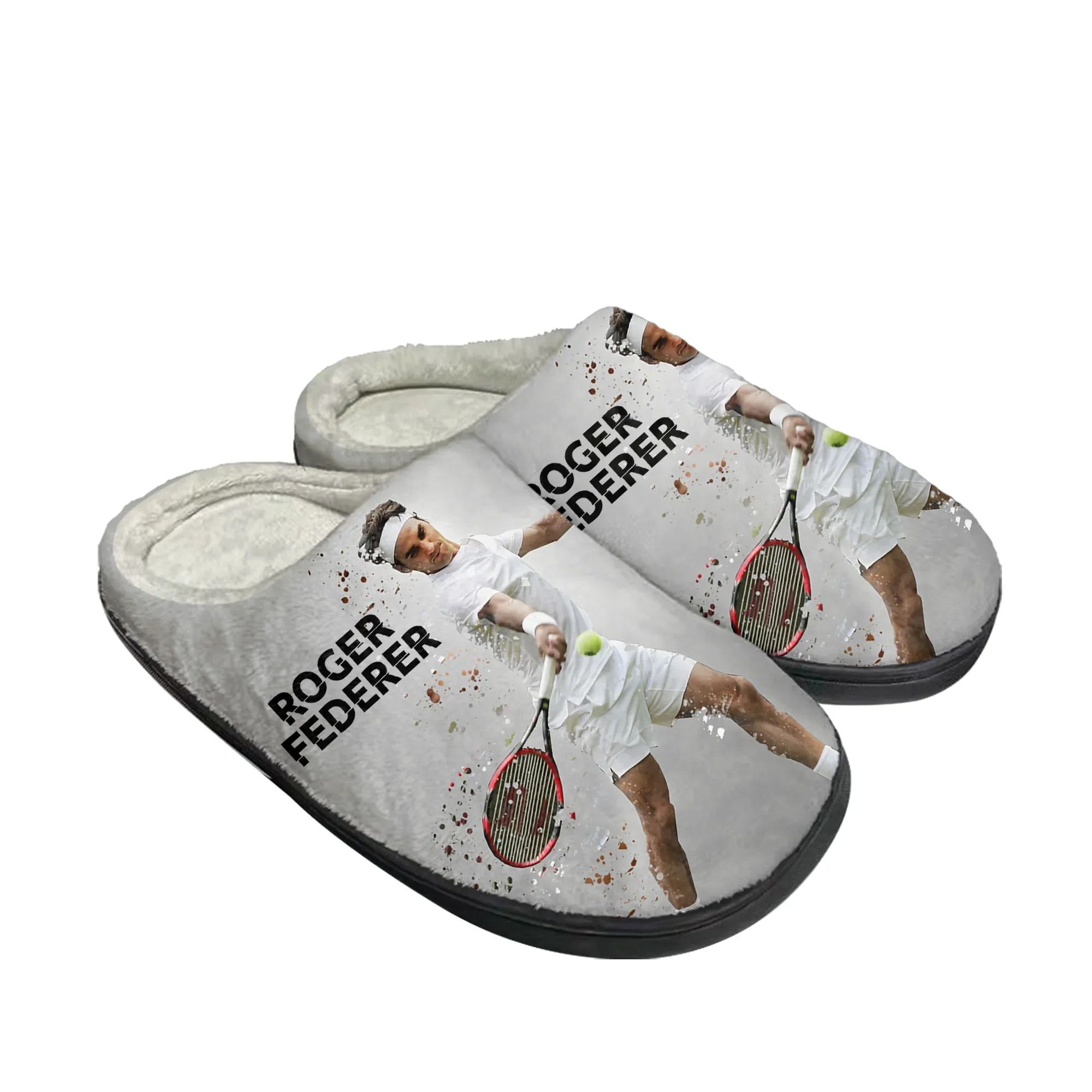 Women Shoes Tennis - รองเท้าแตะผ้าฝ้ายสำหรับใส่ในบ้าน Tennis King Federer สำหรับผู้ชายและผู้หญิง รองเท้าแตะนุ่มสบายสำหรับห้องนอน
