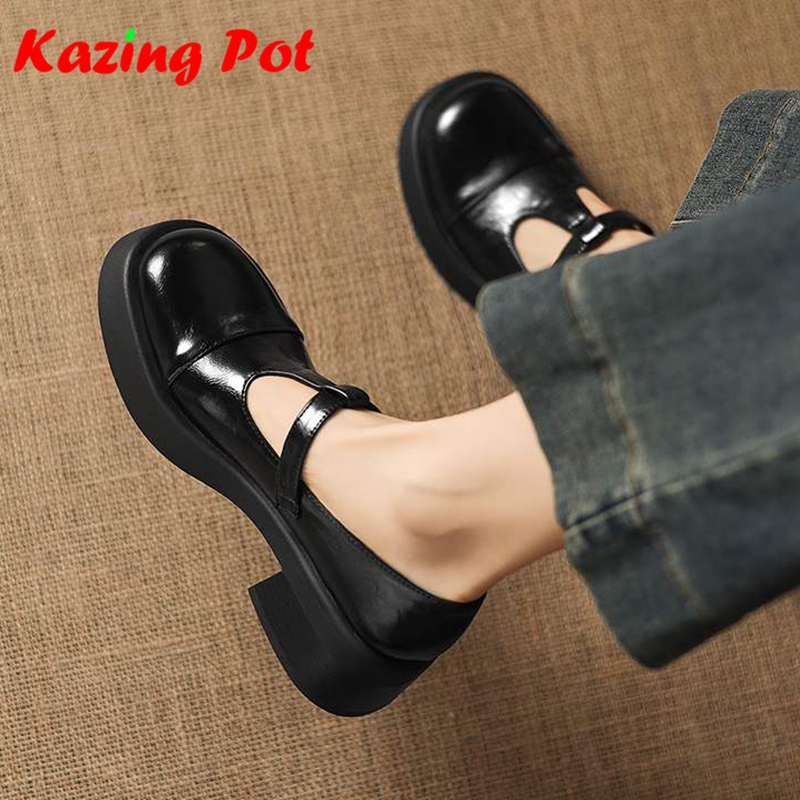 Oxford Lace Up Women - คราซซิ่ง พอทไมโครไฟเบอร์ รองเท้าส้นหนา ทรงกลม ฤดูใบไม้ผลิ ฤดูใบไม้ร่วง