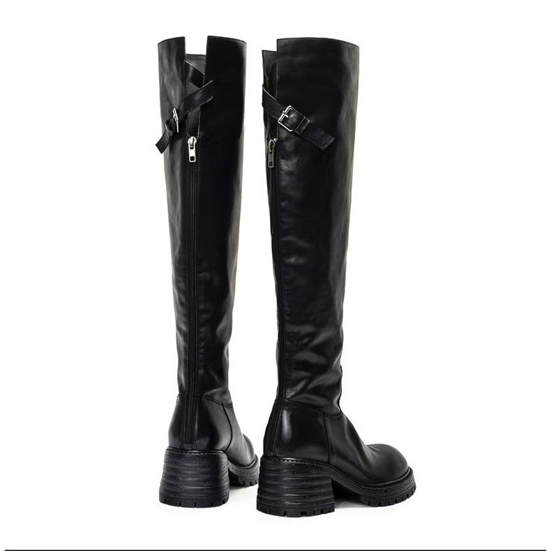 Sock Boot Women - รองเท้าบูทส้นสูงแบบหนาสำหรับผู้หญิง คอลเลคชั่นฤดูหนาว 2026 รุ่นใหม่ รองเท้าบูทยาวเหนือเข่า สไตล์นักรบ