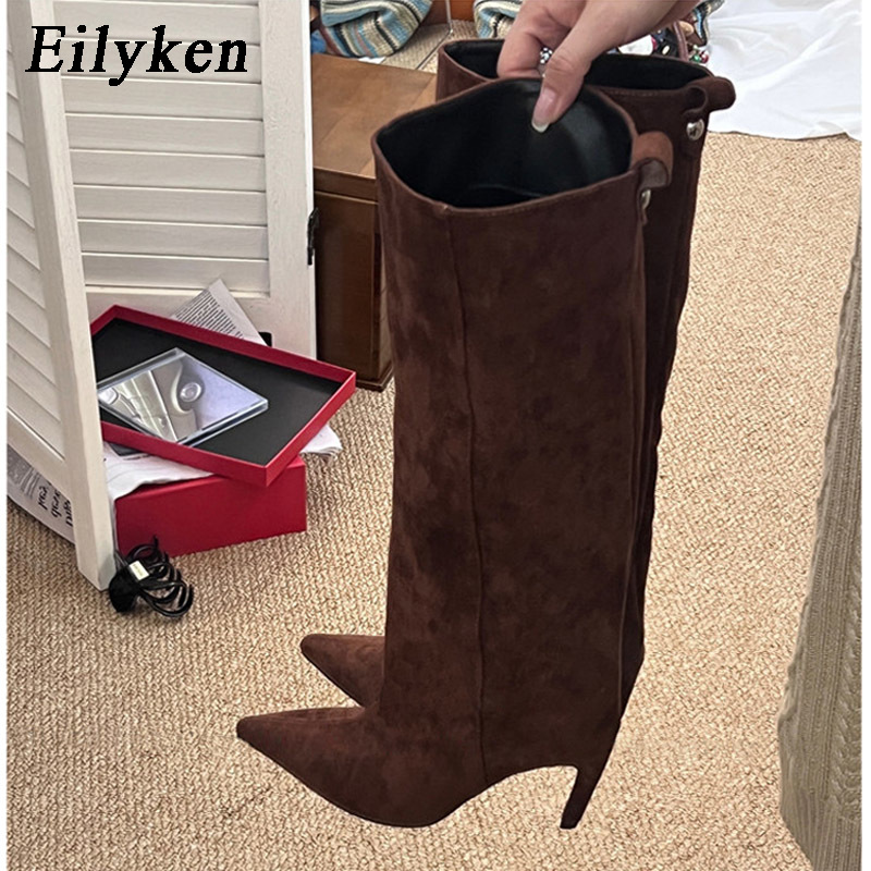 Knee High Boots Women - รองเท้าบูทส้นสูงทรงแหลมแบบเซ็กซี่ของ Eilyken สำหรับผู้หญิง สไตล์สตรีท พังก์ วินเทจ