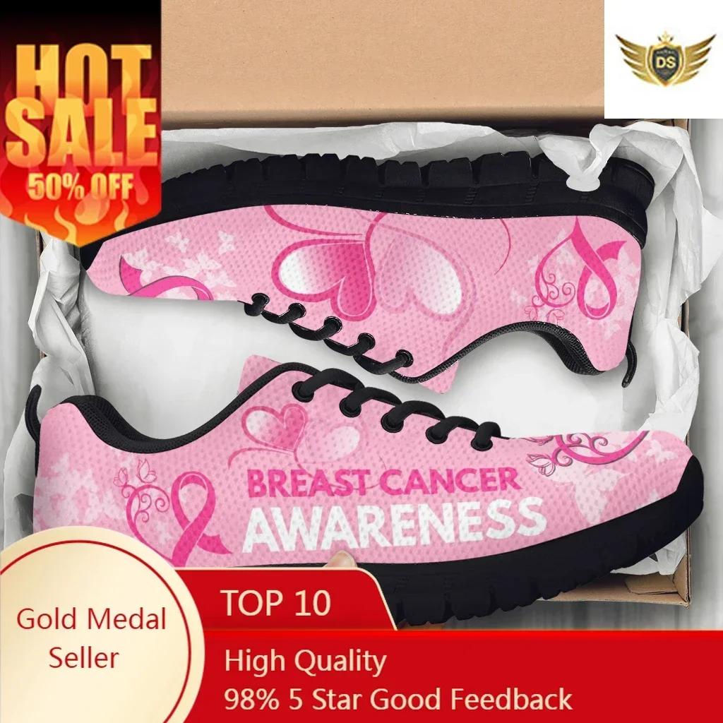 Women Shoes Tennis - ผู้หญิงรองเท้าเทนนิสมะเร็งเต้านมริบบิ้นสีชมพูออกแบบสกปรกทนวิ่งรองเท้าผ้าใบ Zapatos Hombre ของขวัญ