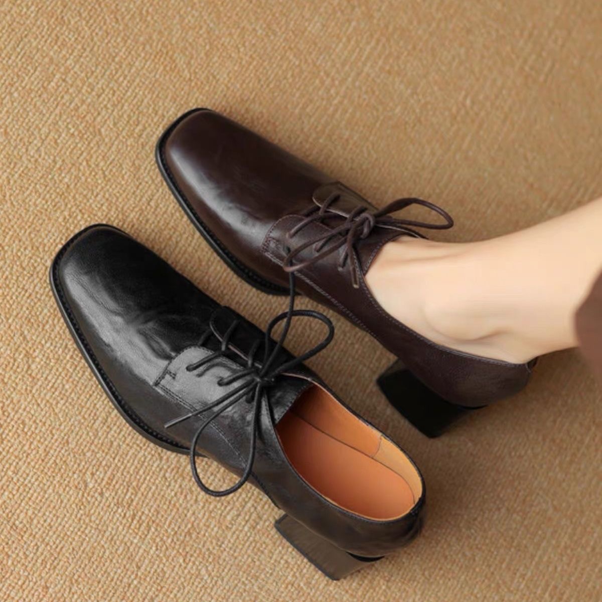 รองเท้าอ็อกซ์ฟอร์ดหัวเหลี่ยมแบ - Oxford Lace Up Women บทวิจารณ์และราคา