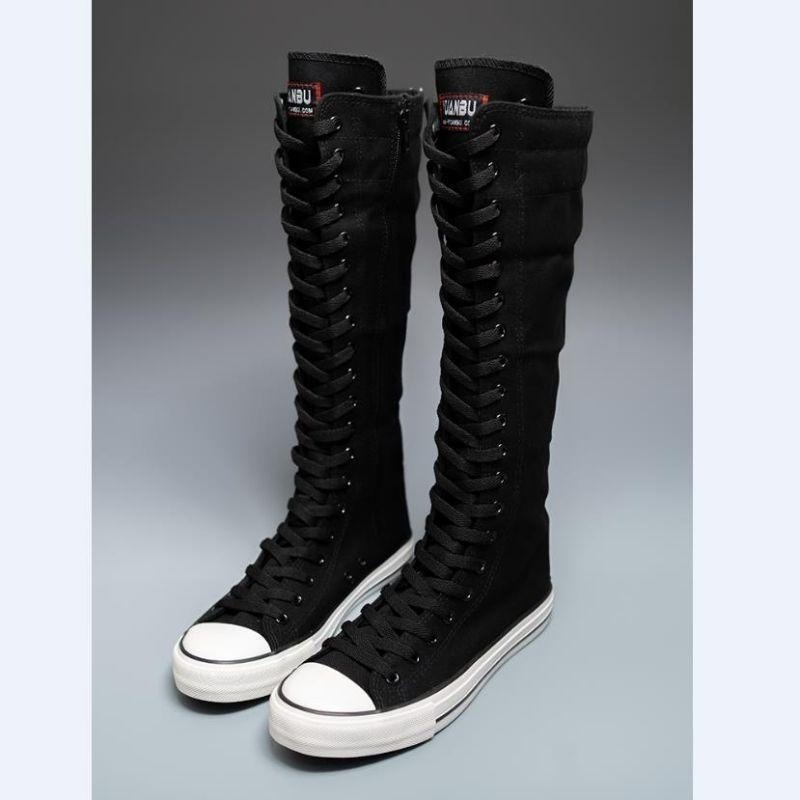 รองเท้าผ้าใบหุ้มข้อสูงรุ่นใหม่ - Knee High Boots Women บทวิจารณ์และราคา