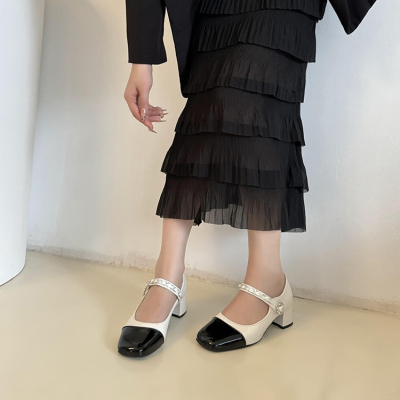 รองเท้าส้นสูงแบบหนาประดับมุก ร - Women'S Shoes Quality บทวิจารณ์และราคา