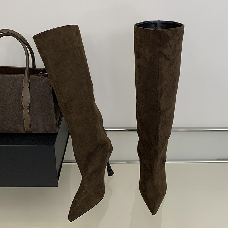 รองเท้าบูทส้นสูงหัวแหลมสไตล์วิ - Knee High Boots Women บทวิจารณ์และราคา