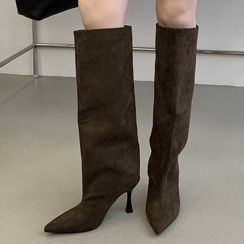รองเท้าบูทส้นสูงหัวแหลมสไตล์วิ - Knee High Boots Women บทวิจารณ์และราคา