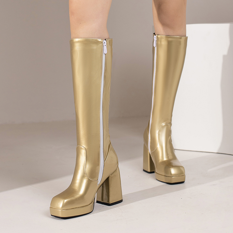 สีเขียวฤดูหนาวผู้หญิงแพลตฟอร์ม - Knee High Boots Women บทวิจารณ์และราคา