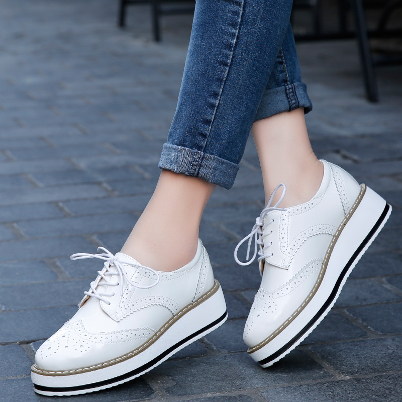ผู้หญิง Loafers รองเท้าหนังหนา - Oxford Lace Up Women บทวิจารณ์และราคา