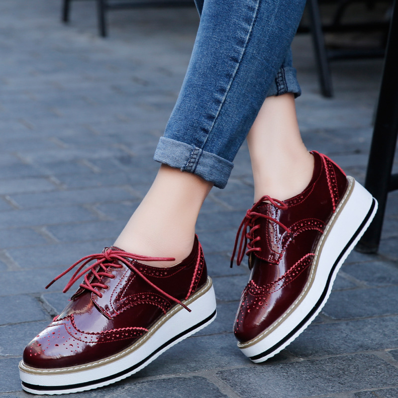ผู้หญิง Loafers รองเท้าหนังหนา - Oxford Lace Up Women บทวิจารณ์และราคา